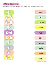 Counting and matching numbers with their spelling worksheet 